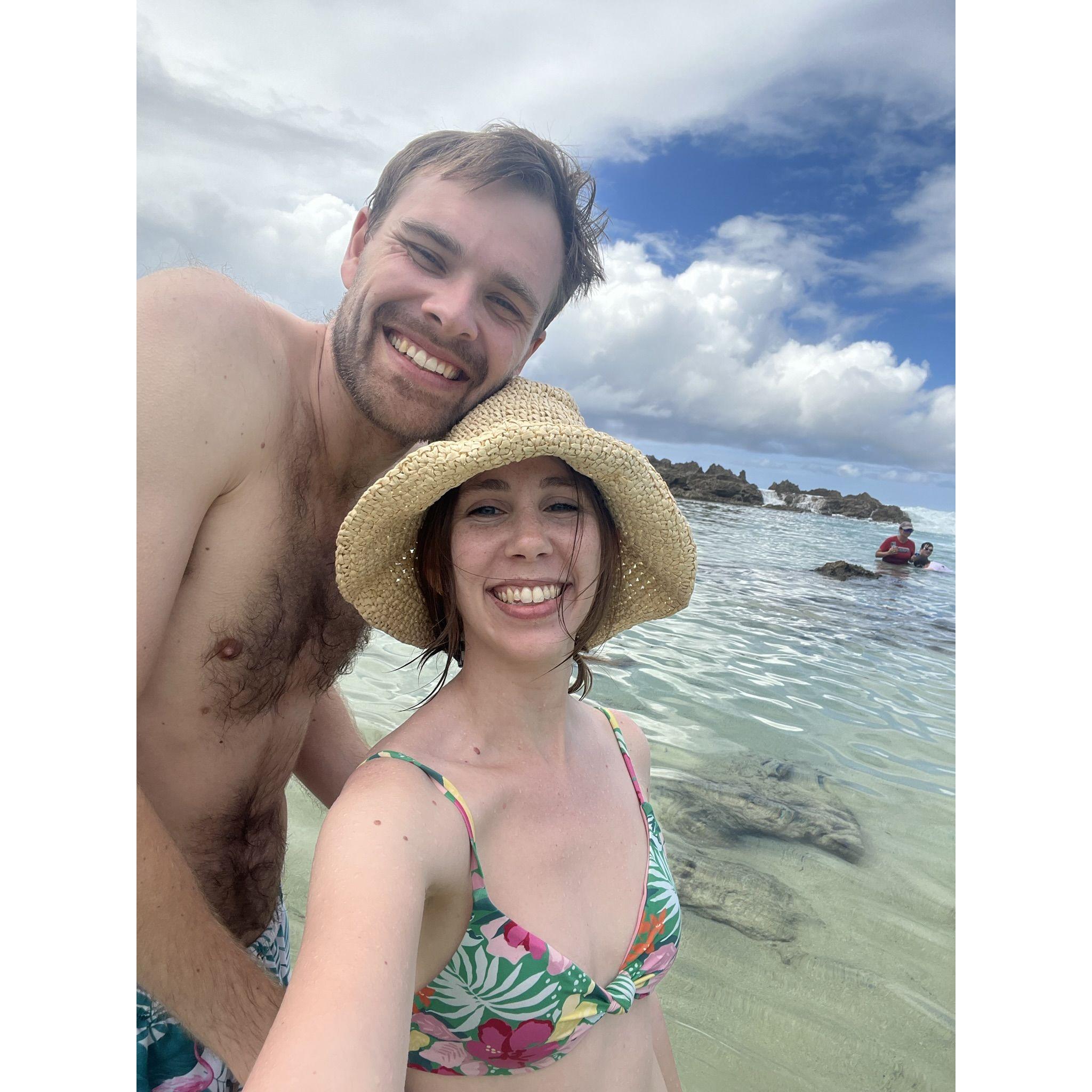 Swimming in tide pools in Hawaii