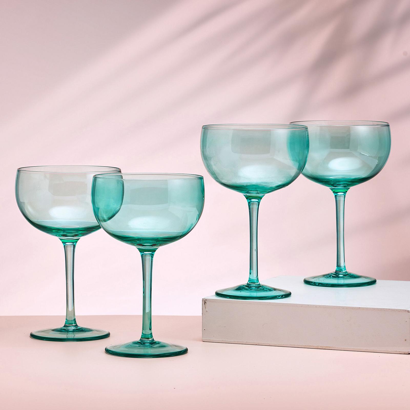 Darbie Angell Vibrance Teal Set of 4 Coupe Cocktail Glasses - Thumbnail 5