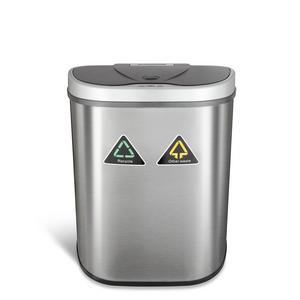 NINESTARS DZT-70-11R Automatic Touchless Motion Sensor Semi-Round Trash Can/Recycler, 18.5 Gal. 70 L., Stainless Steel