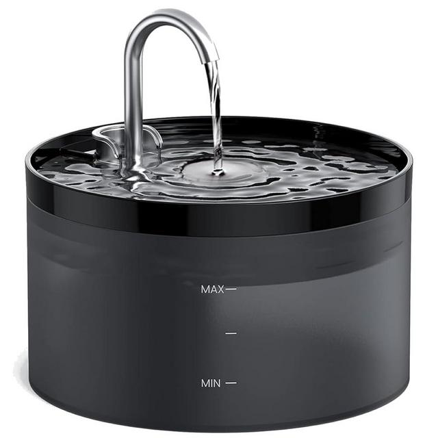 GIOTOHUN Cat Water Fountain, 67oz/2L Cat Fountain, Super Silent Pet Water Fountain, Built-in Led Light, Activated Carbon Filter, Translucent Water Tank, Suitable for Multiple Pets, Black