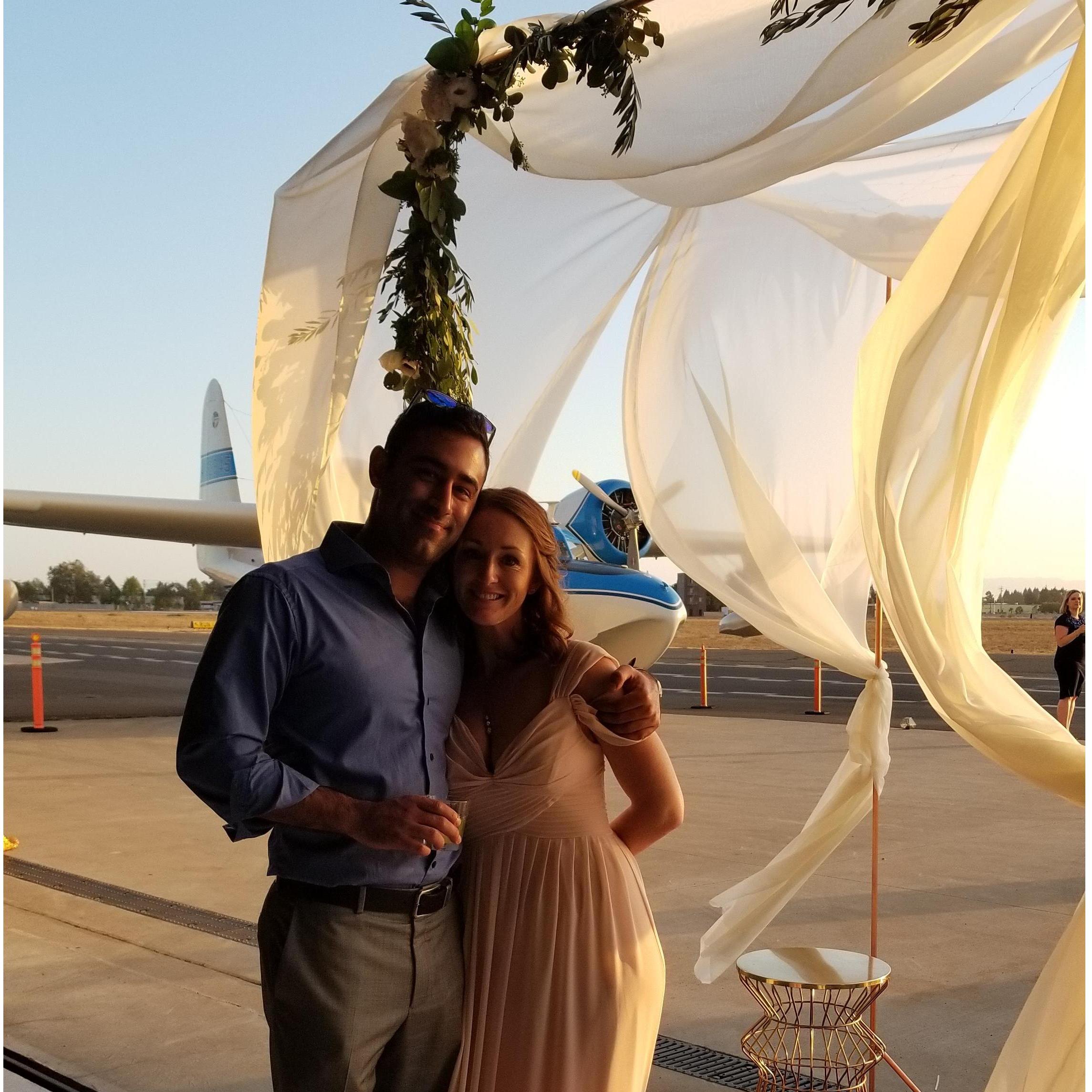 Enjoying Katie and Sam's unique hangar wedding at Hayward Executive airport! 2018