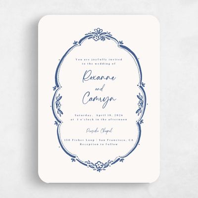 Blue Rounded Wedding Invitation - Galleria Classic