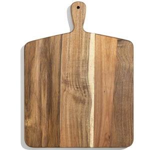 Acacia Wood Cutting Board and Chopping Board with Handle for Meat, Cheese Board, Vegetables, Bread, and Charcuterie - Decorative Wooden Serving Board for Kitchen and Dining Room, Large 17" x 13"