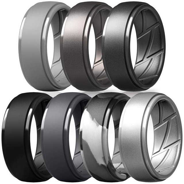 ThunderFit Men's Silicone Rings 10mm Wide 2.5mm Thick Rubber Bands, Breathable,Variety Multipack 1-7