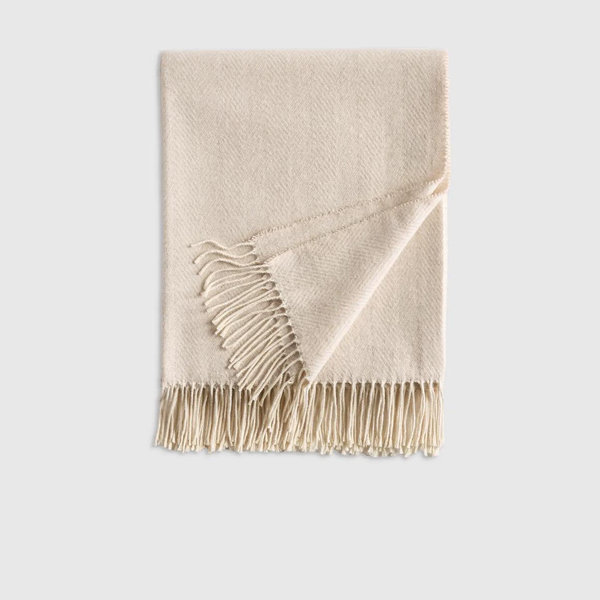 Italian Cotton Herringbone Throw - Natural