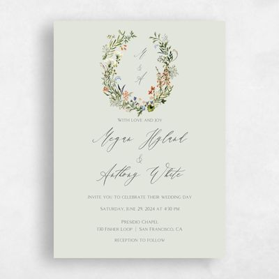 Lightest Green Wedding Invitation - Bellfort Wreath