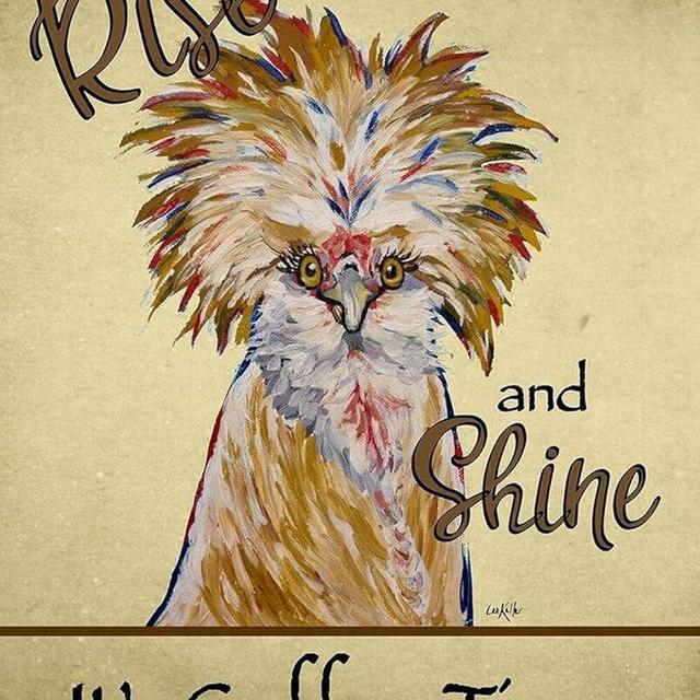 Desperate Enterprises Rise and Shine It's Coffee Time - Chicken Lola Tin Sign - Nostalgic Vintage Metal Wall Décor - Made in USA