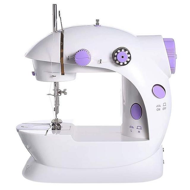 Vcall Mini Portable Sewing Machine Electric Crafting Mending Machine 2-Speed Double Thread with Foot Pedal for Household Kids Beginner (Purple)