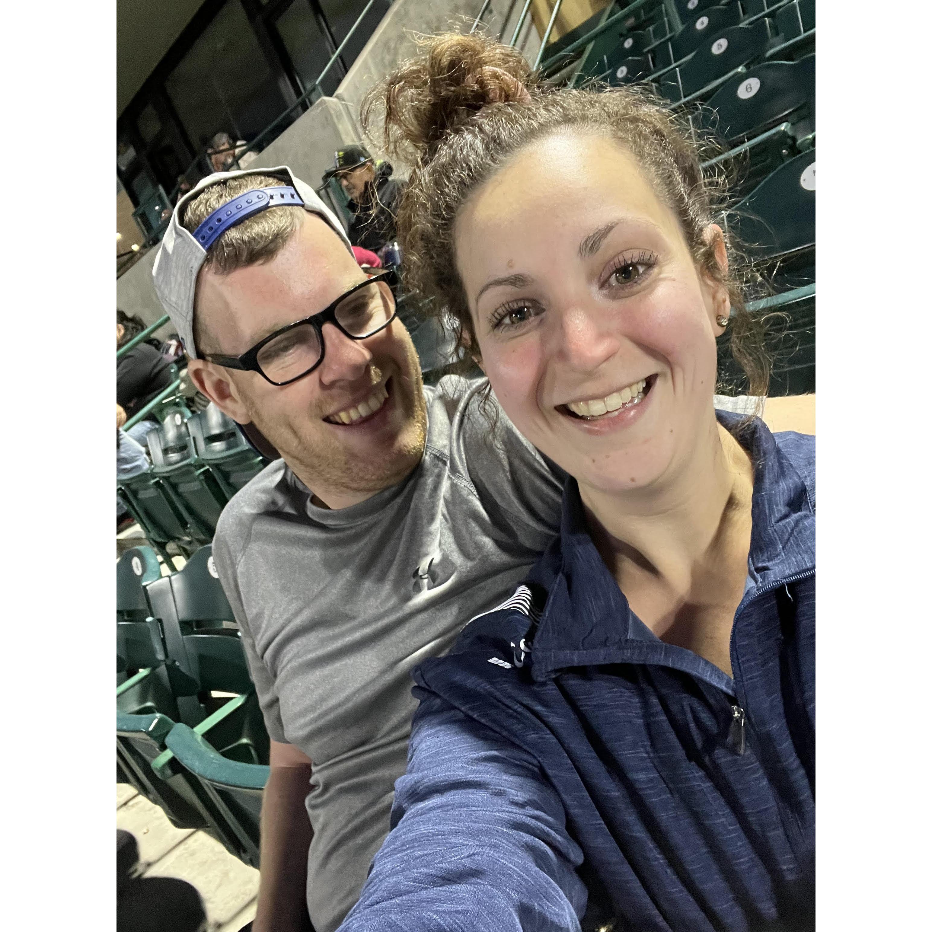 At a California baseball game (don't ask me what team) after regretting the $20 garlic fries