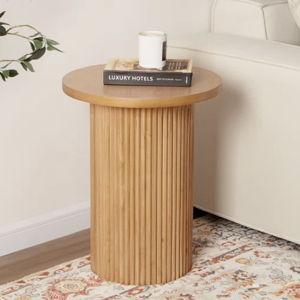 Ansel 22" Tall Pedestal Wood Round End Table - Natural