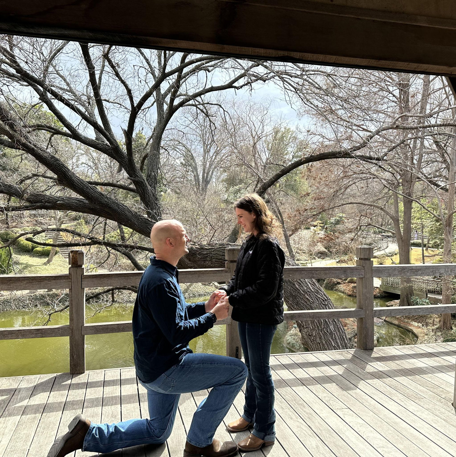 The proposal at the Fort Worth Botanical Garden!
