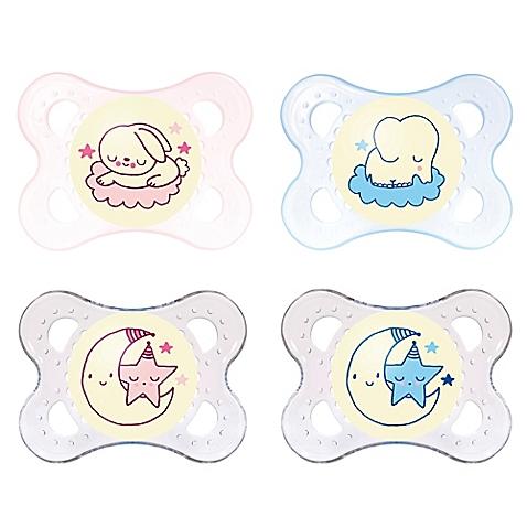 MAM Night Age 0-6 Months Glow-in-the-Dark Pacifier in Blue (2-Pack)