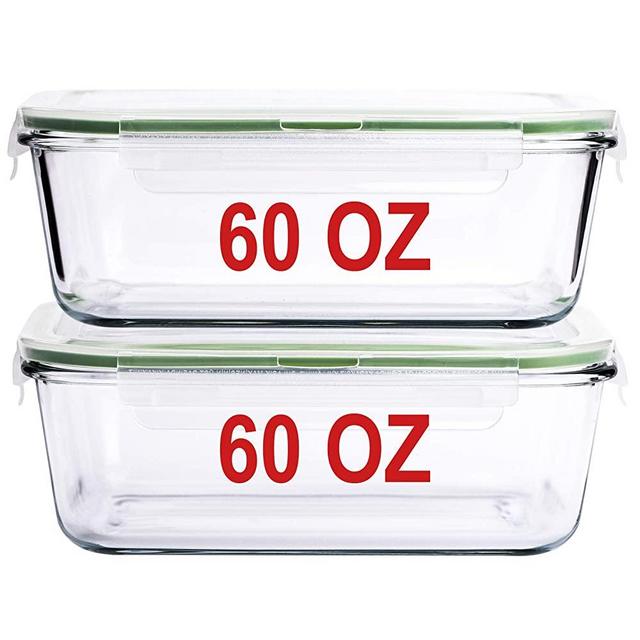 112 Oz 14 Cup Large Glass Food Storage Containers with Lids Airtight Set  3.3 L Family Size Extra Large Bakeware Marinating Lock Baking Dish  Container