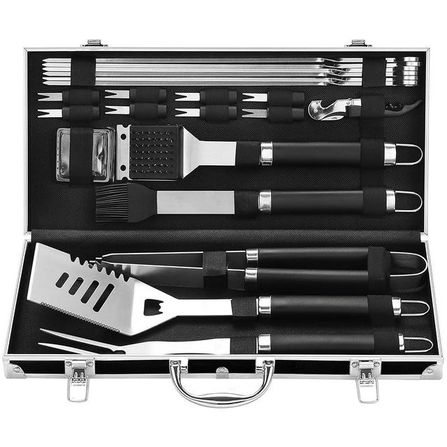 Grilljoy BBQ Accessories Grill Tools Set - 22PCS Stainless Stee Barbecue Grill Accessories for Outdoor Grill with Black Aluminum Case - Grilling Gifts for Men Dad -Grill Tools Kit