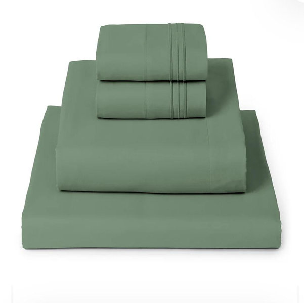Iconic 4-Piece Microfiber Sheet Set (Dark Colors)- Sage King Size