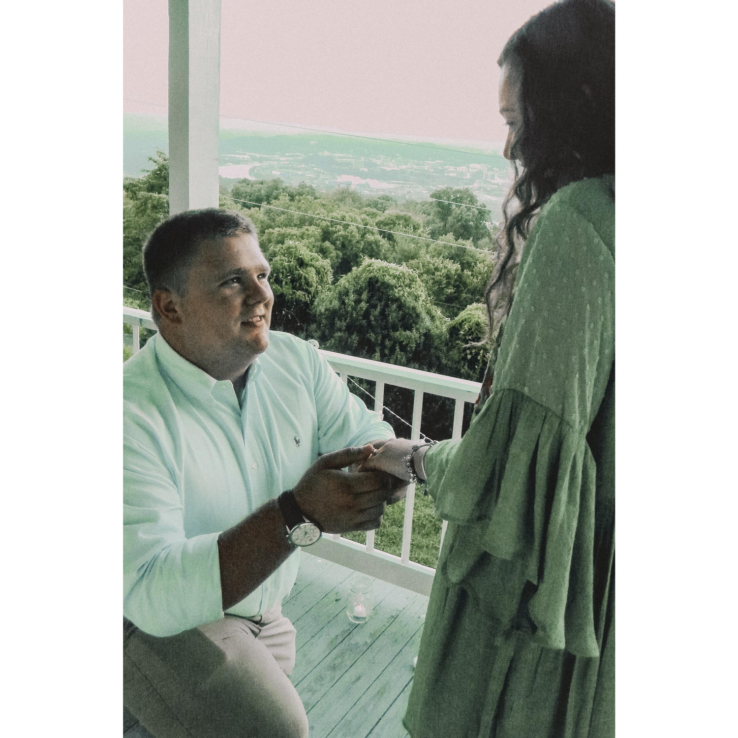 Jackson popping the question at The Craven's House on Lookout Mountain.