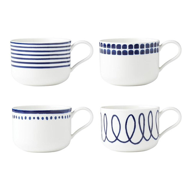 Kate Spade New York Ks Charlotte St 4Pc Mugs, 2.75, Blue