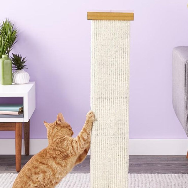 Beige cat scratching post
