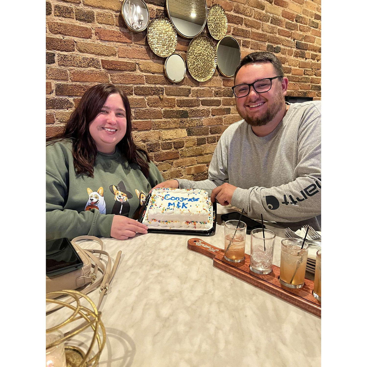 Post engagement cake and drinks!