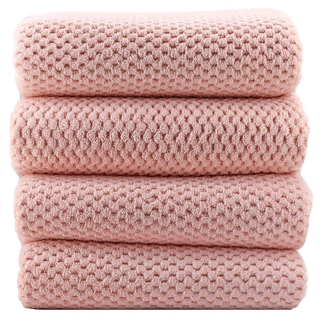 YTYC Towels,29x59 Inch Extra Large Bath Towels Sets for Bathroom 4 Piece Ultra Soft Quick Dry Towels Bathroom Sets Clearance Prime Fluffy Coral Waffle Microfiber Shower Towel(Pink,4)