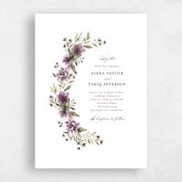 Purple Wedding Invitation - Cordova Wreath