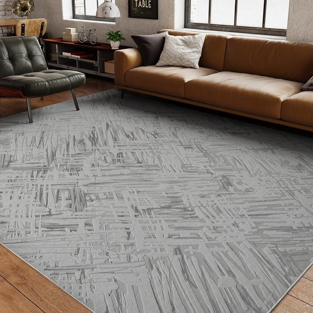 AMOAMI 3D Modern 5x7 Area Rugs Machine Washable Area Rug Non Slip Grey Rugs for Living Room Super Soft Living Room Rug Room Decor Aesthetic Rugs for Bedroom,Office,Dining Room, Kids Playroom