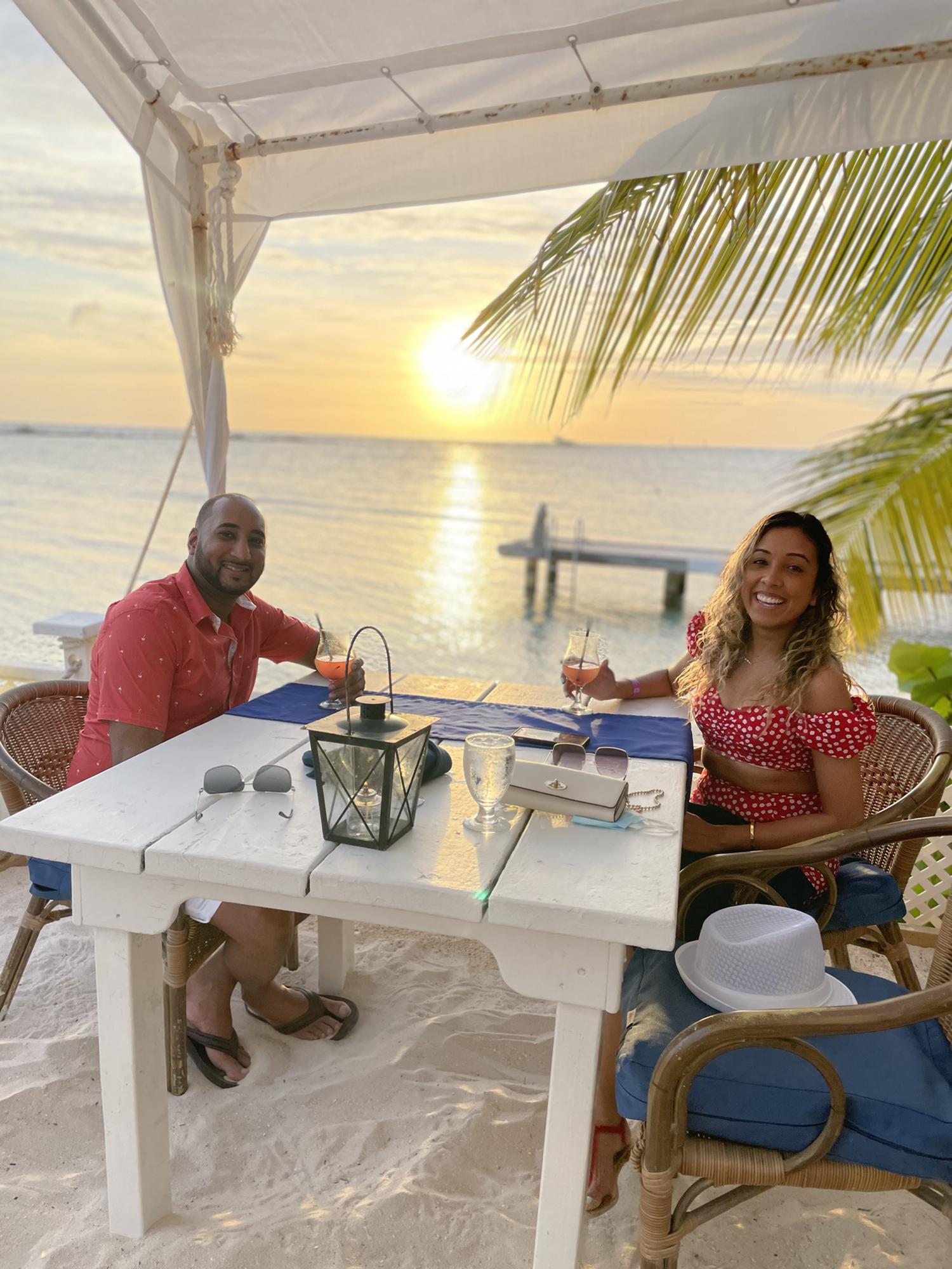Sunset dinner in beautiful Aruba, celebrating Ryan’s 34th birthday