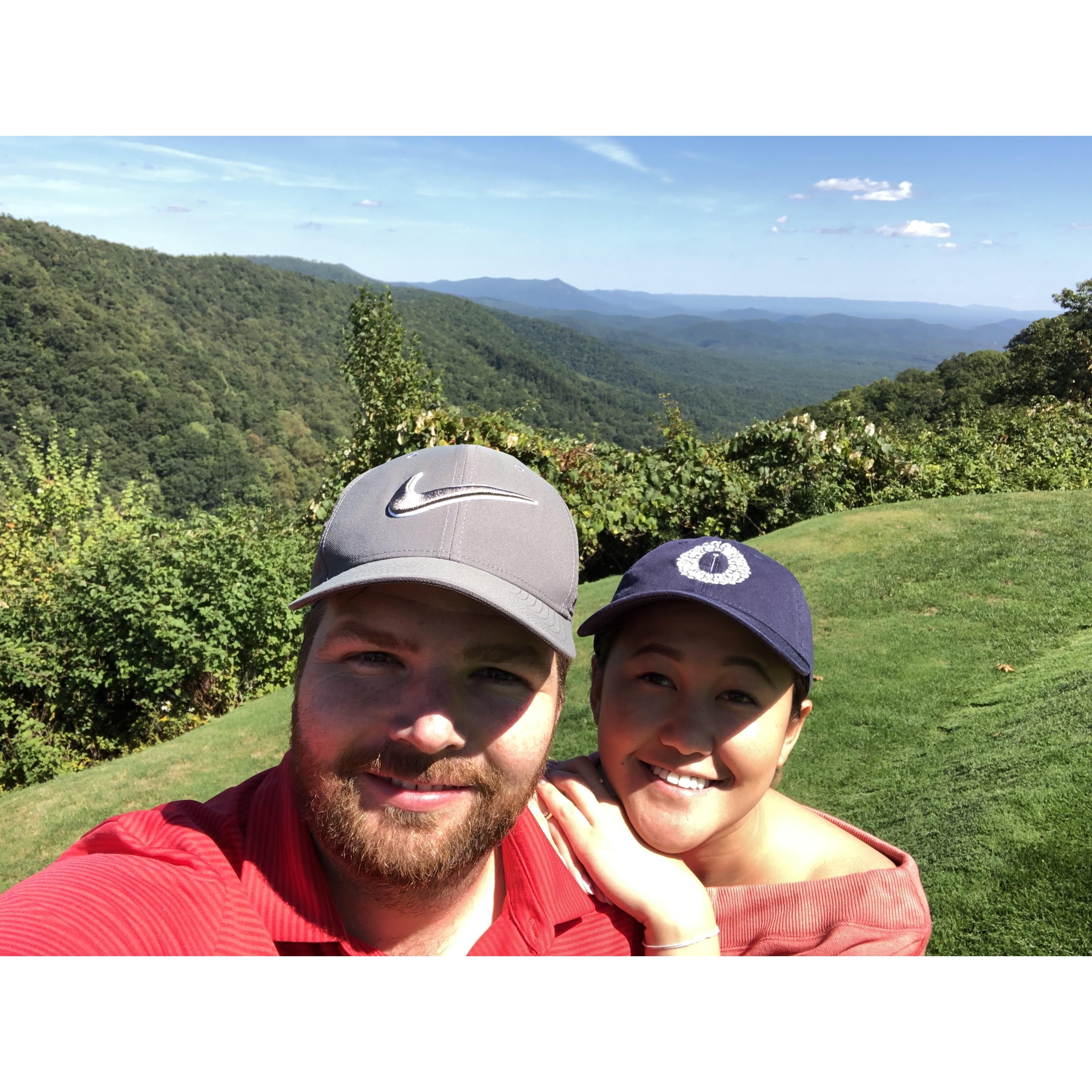 First golfing adventure together.  Roaring Gap, NC 2019