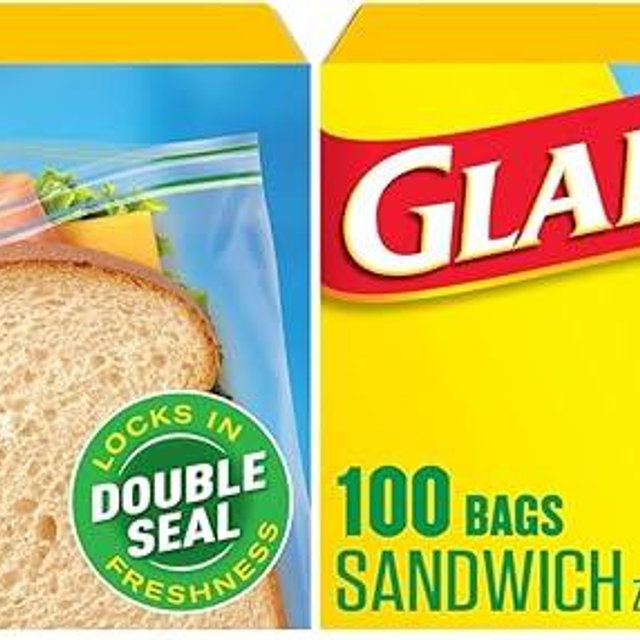 Glad Zipper Food Storage Sandwich Bags (Packaging May Vary), 100 Count (Pack of 2)