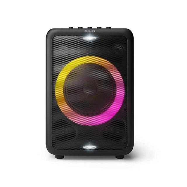 Philips X3206 Bluetooth Party Speaker with Deep bass, Up to 14 Hours Battery, Party Lights and Karaoke Effects, Microphone and Guitar Input, Audio-in, USB Charging, Built-in Carry Handle, TAX3206