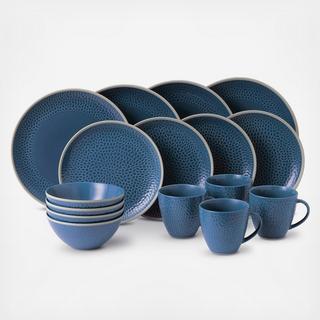 Maze Grill Hammered 16-Piece Dinnerware Set, Service for 4