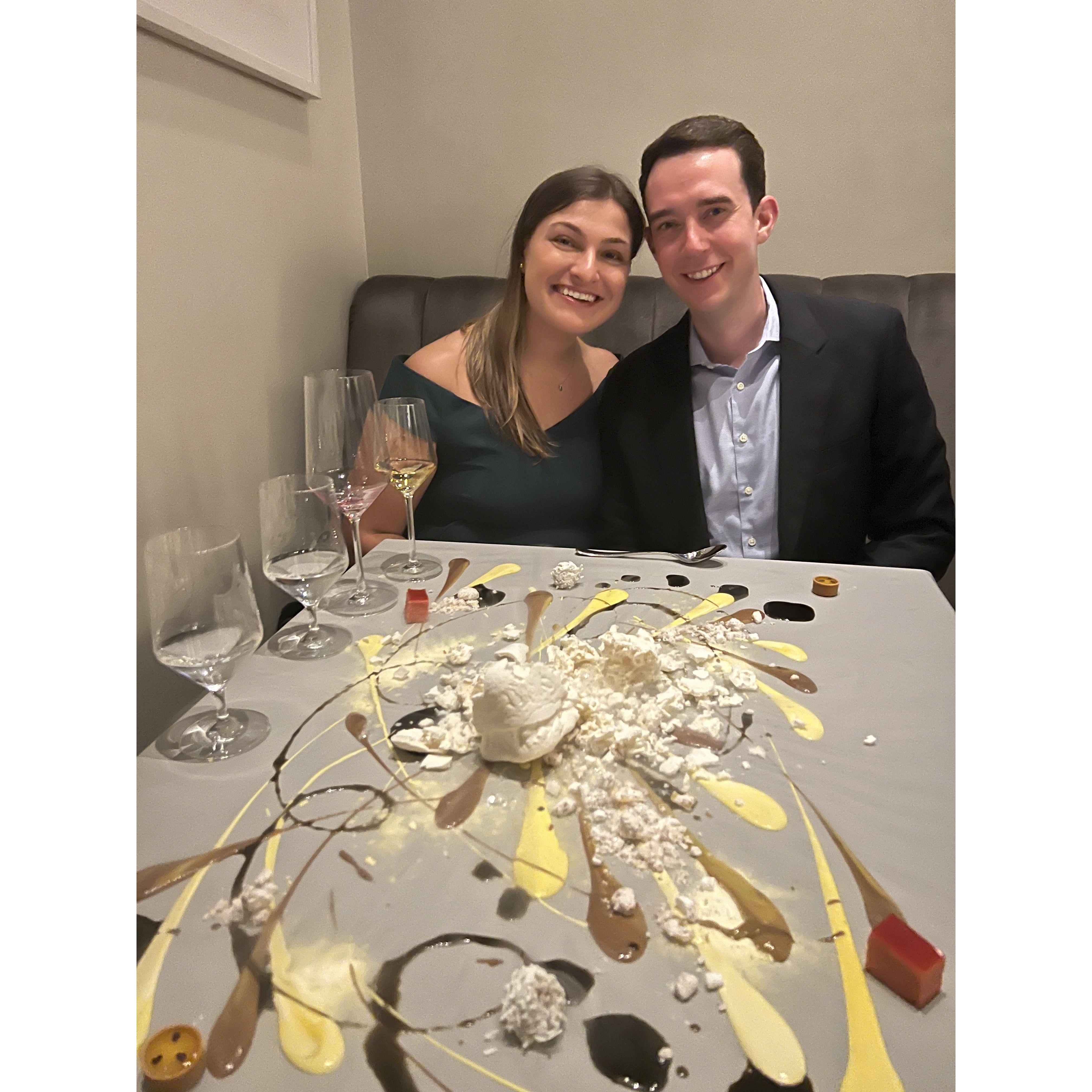 Making a tasty splash to celebrate our engagement at Alinea.