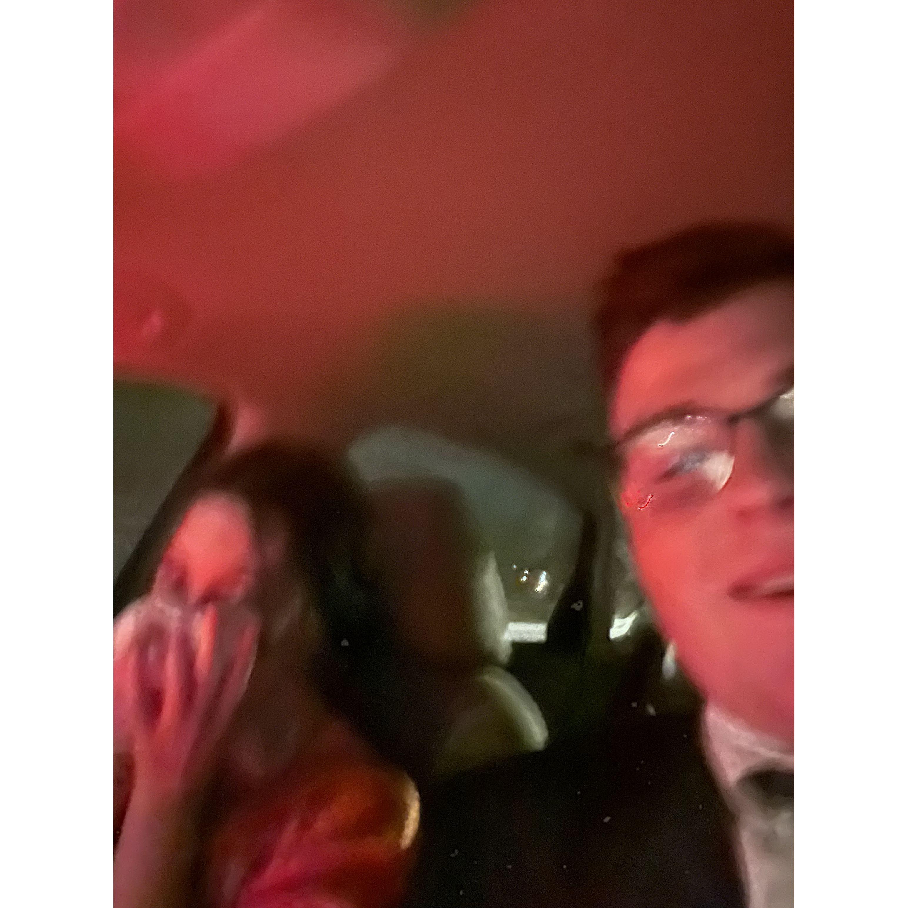 Rachel got a bloody nose on the way back from our first banquet together, and used the tissue paper from his banquet gift to stop it from getting on her dress.