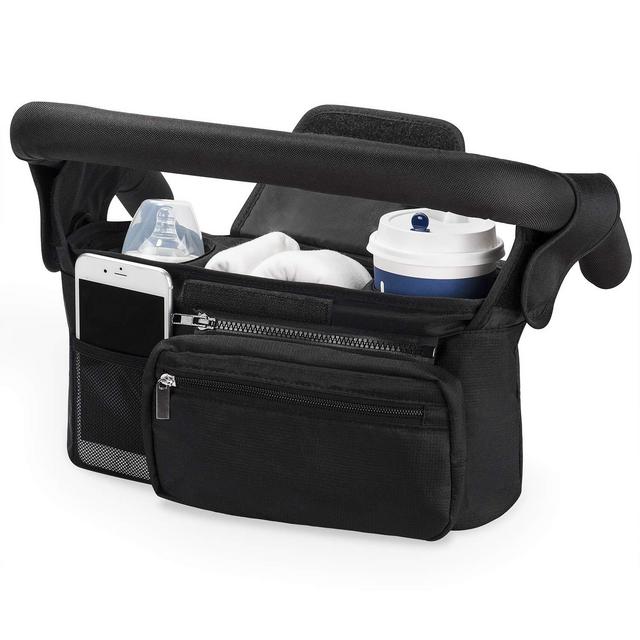 Universal Stroller Organizer with Insulated Cup Holder by Momcozy - Detachable Phone Bag Shoulder Strap, Fits for Stroller like Uppababy, Baby Jogger, Britax, Bugaboo, BOB, Umbrella and Pet Stroller
