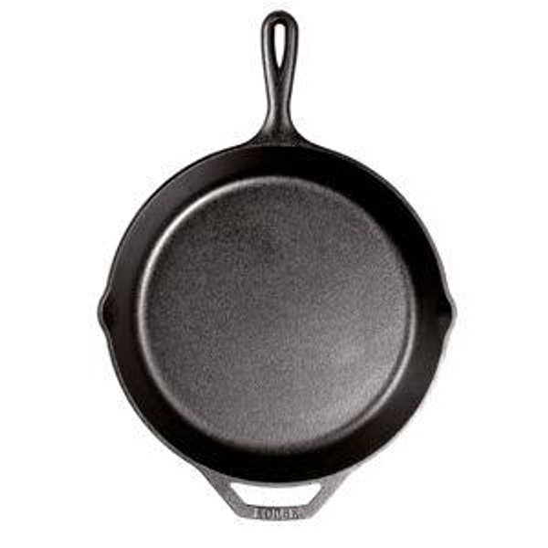 Lodge Cast Iron Skillet with Red Silicone Hot Handle Holder, 12-inch