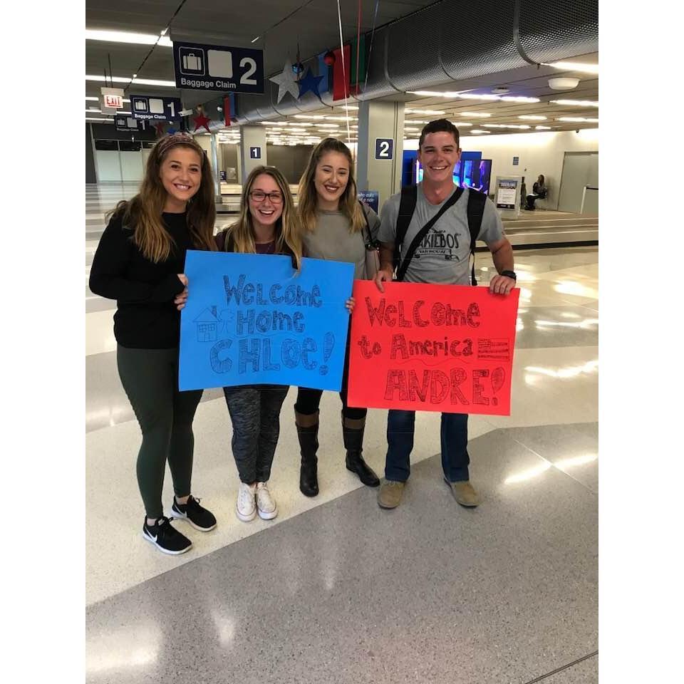 Andres first trip to the states, welcomed at the airport by the Grotto family