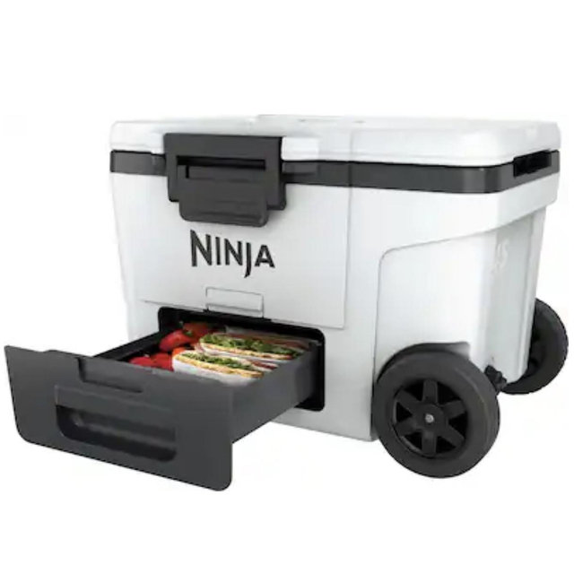 Ninja - FrostVault 45qt Wheeled Cooler with Dry Zone - Cloud White