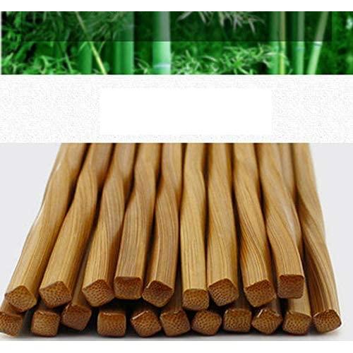 JapanBargain 3650x2, 10 Pair Bamboo Chopsticks Reusable Japanese Chinese Korean Wood Chop Sticks Hair Sticks Gift Set Dishwasher Safe, 9 inch, Twist