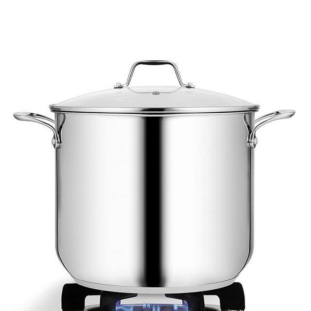 NutriChef Soup Pot with See Through Lid, Dishwasher Safe Stainless steel Pot-18/8 Food Grade Heavy Duty Induction-Large, Stew, Simmering Se, 15-Quart Stock