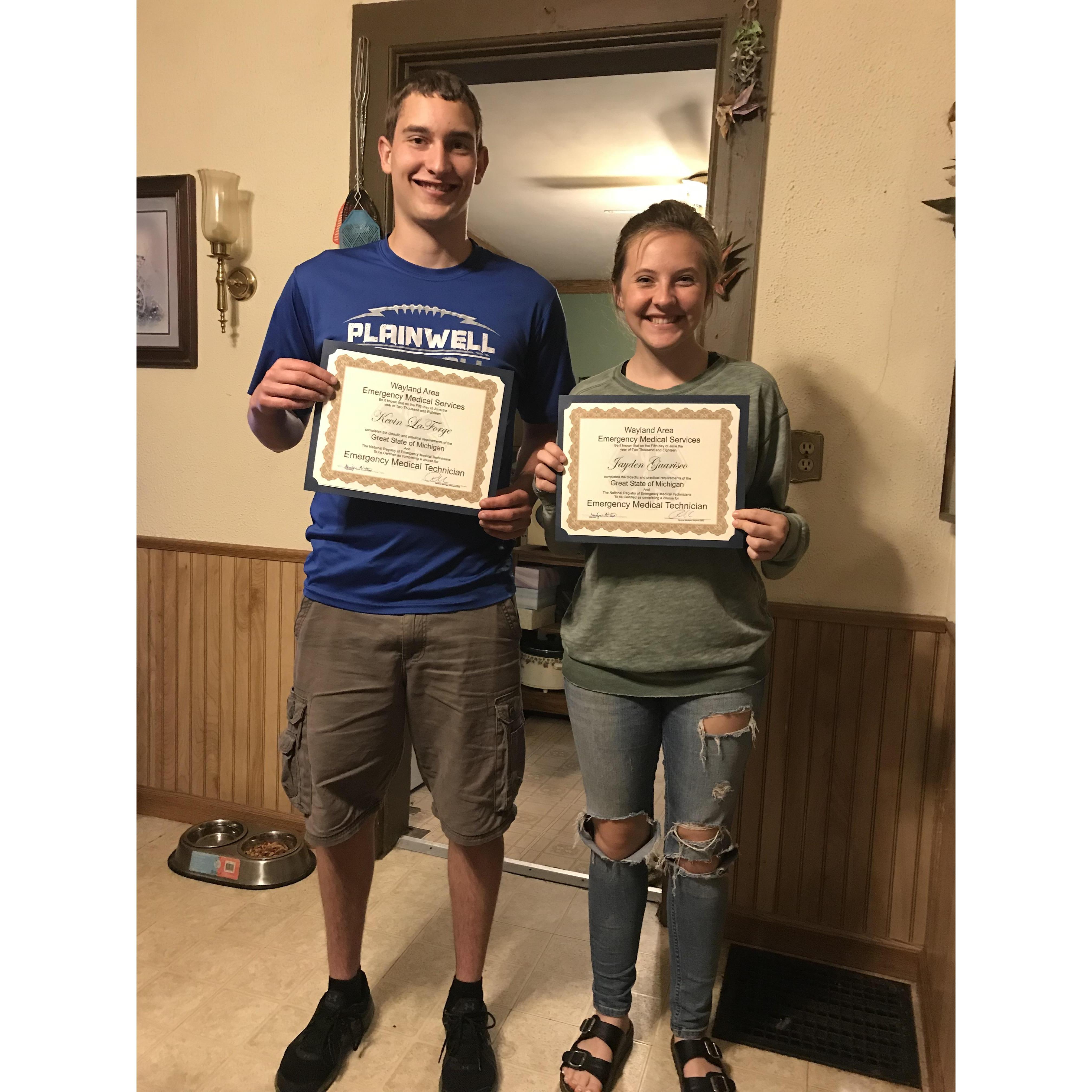 The day we got our EMT certificates, 2018