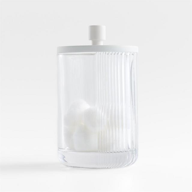 Ribbed White Glass Canister Large