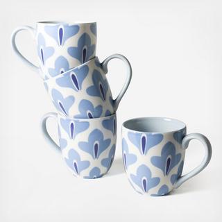 Iris Blue Sprout Mug, Set of 4