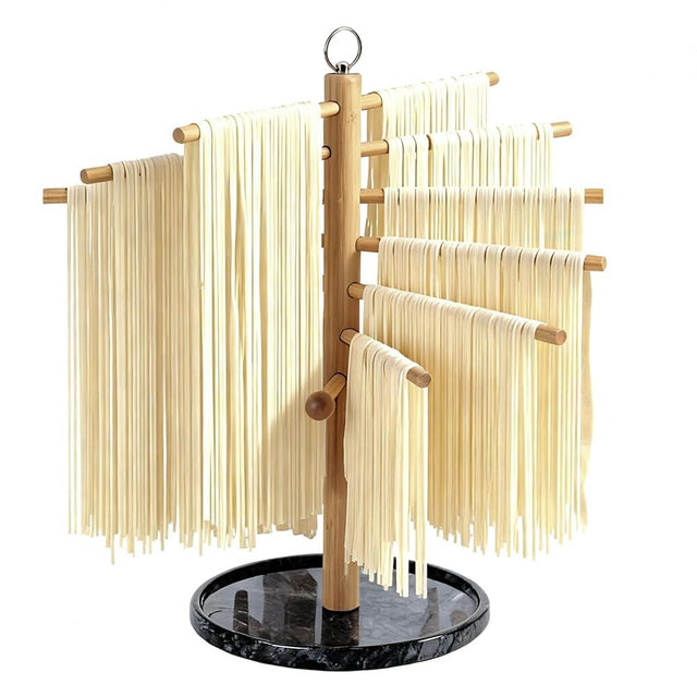 Pasta Drying Rack with Transfer Wand and 7 Bars, noodle drying rack Easy to Transfer for Drying Pasta and Cooking, Special Suspension Design for Large Storage pasta rack easy use pasta dryer