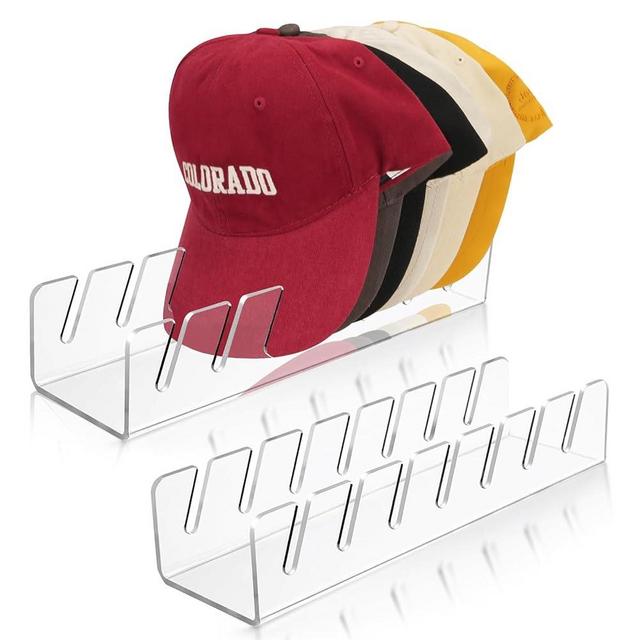 WeiranLife Hat Organizer for Baseball Caps Shelf, Hat Stand for Baseball Caps - 2 Pack, Acrylic Hat Organizer for Baseball Caps Hat Rack, for Bedroom, Closet, Dresser