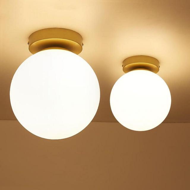 Nordic Glass Round Ball 1-Light Semi-Flush Ceiling Light