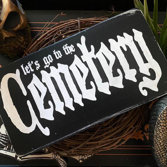 Lets go to the Cemetery Plaque, Goth Decor, Gothic Home, Dark Art, Dark Decor, Horror, Halloween, Wedding, Engagement