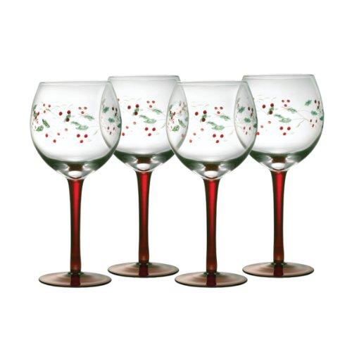 Pfaltzgraff 4782000 Winterberry 13-ounce Hand Painted Goblet, White