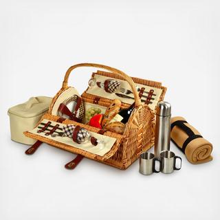 2-Person Sussex Picnic Basket with Blanket & Coffee Set