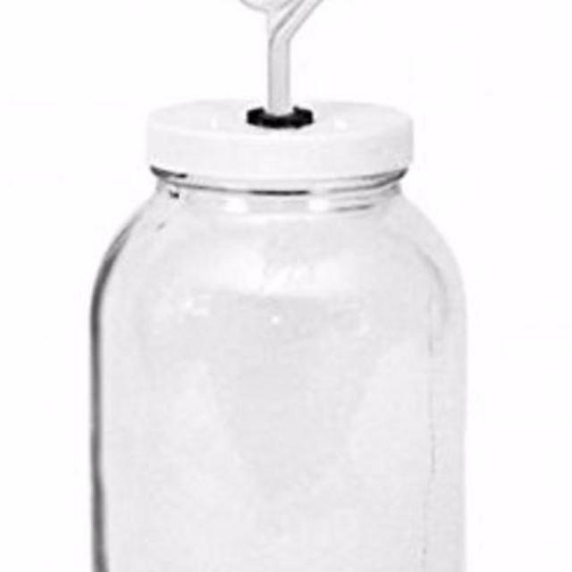 One gal Wide Mouth Jar with Lid and Twin Bubble Airlock, Clear