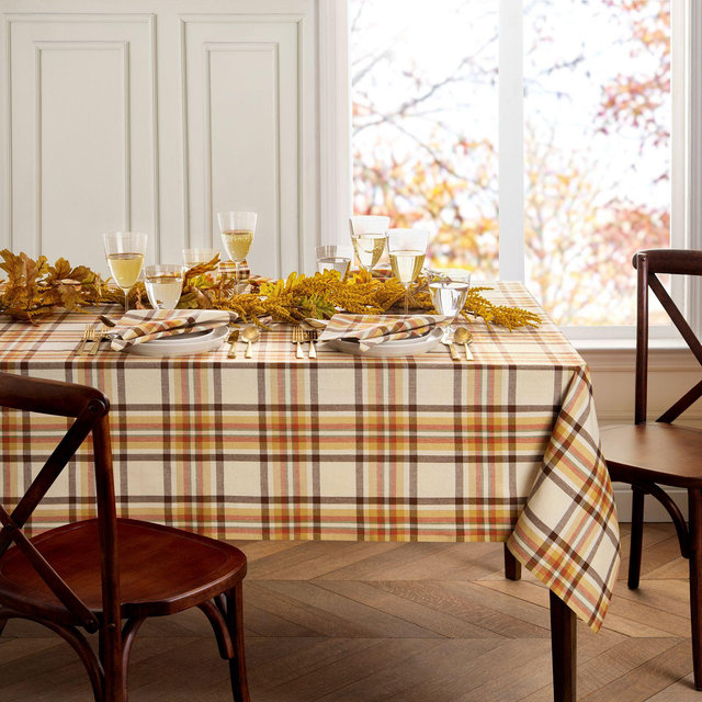 Elrene Home Fashions Russet Harvest Woven Plaid Tablecloth, 60" x 120"